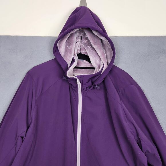 Duluth Trading Co Jacket Womens XL Purple Softshell Hooded Faux Fur Lined Zip - Picture 5 of 14